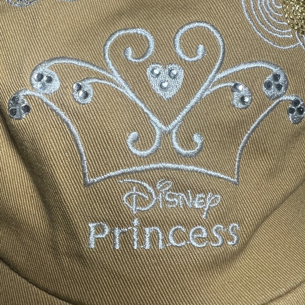 Disney Princess Tan Embroidered Tiara Rhinestone Baseball Cap Hat Kids Large NWT - Picture 2 of 14